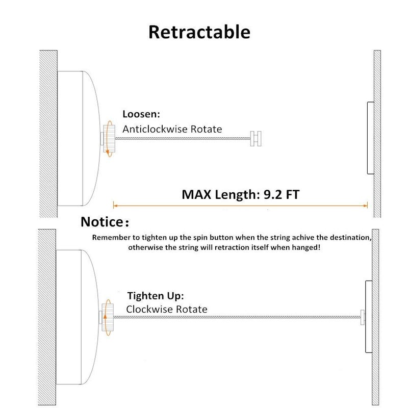 BESy Retractable Clothesline SUS304 Stainless Steel Clothes Dryer with Adjustable Stainless Steel Rope String Hotel Style Heavy Duty,9..2 Feets,Brushed Nickel Finish, Round Style - Image 5