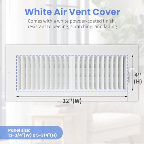 Howeall 12 x 4 Inch [Duct Opening] Air Vent Covers for Wall or Ceiling - High Airflow 2 Way Steel Ventilation - Adjustable Wall/Ceiling Register, 13-3/4 Inch x 5-3/4 Inch [Overall Dimensions] - Image 2
