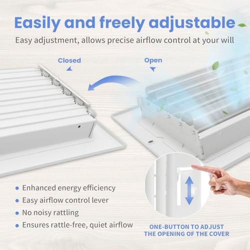 Howeall 12 x 4 Inch [Duct Opening] Air Vent Covers for Wall or Ceiling - High Airflow 2 Way Steel Ventilation - Adjustable Wall/Ceiling Register, 13-3/4 Inch x 5-3/4 Inch [Overall Dimensions] - Image 5