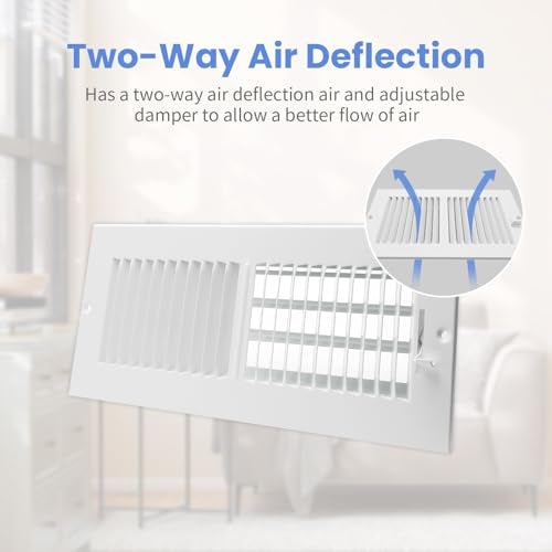 Howeall 12 x 4 Inch [Duct Opening] Air Vent Covers for Wall or Ceiling - High Airflow 2 Way Steel Ventilation - Adjustable Wall/Ceiling Register, 13-3/4 Inch x 5-3/4 Inch [Overall Dimensions] - Image 4