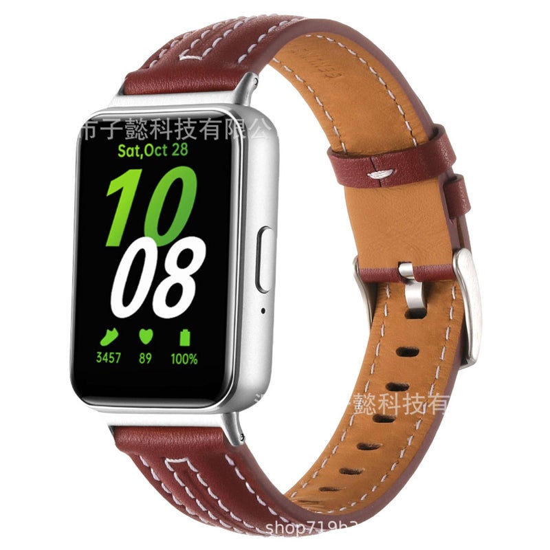 سوار ساعة ذكية سوار جلدي كلاسيكي متوافق باللون بني قابل للتعديل مع Samsung Galaxy Watch بملاءمة قابلة للتعديل وحزام بديل - Image 3