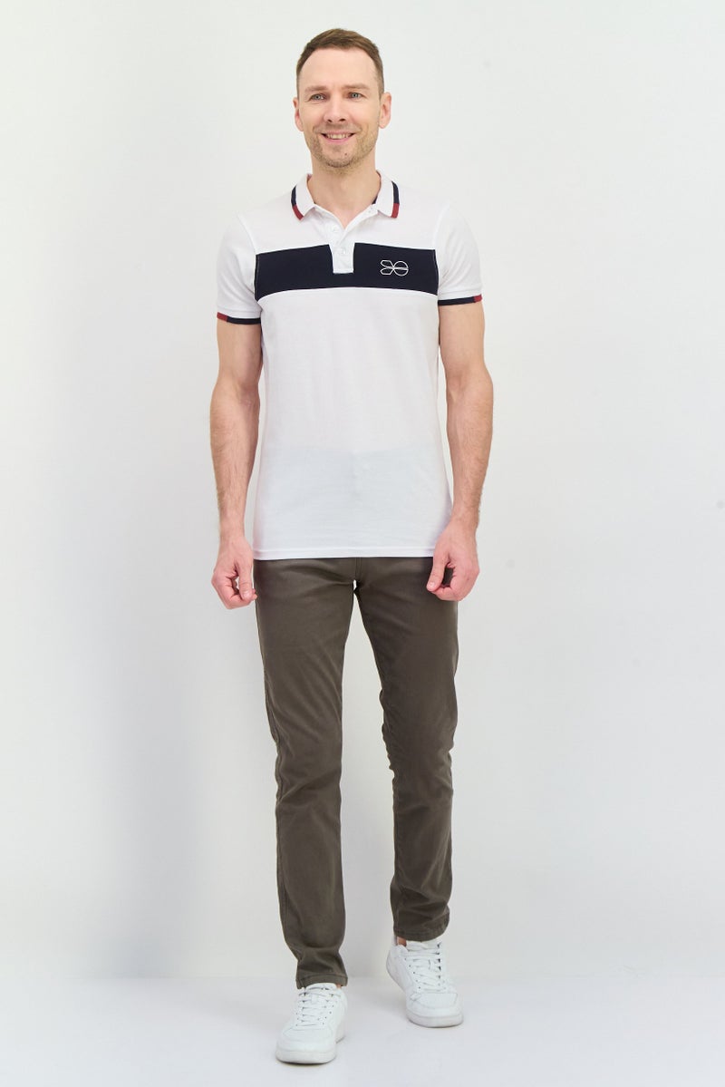 CROSSHATCH Men Regular Fit Brand Logo Short Sleeves Polo, White - Image 3