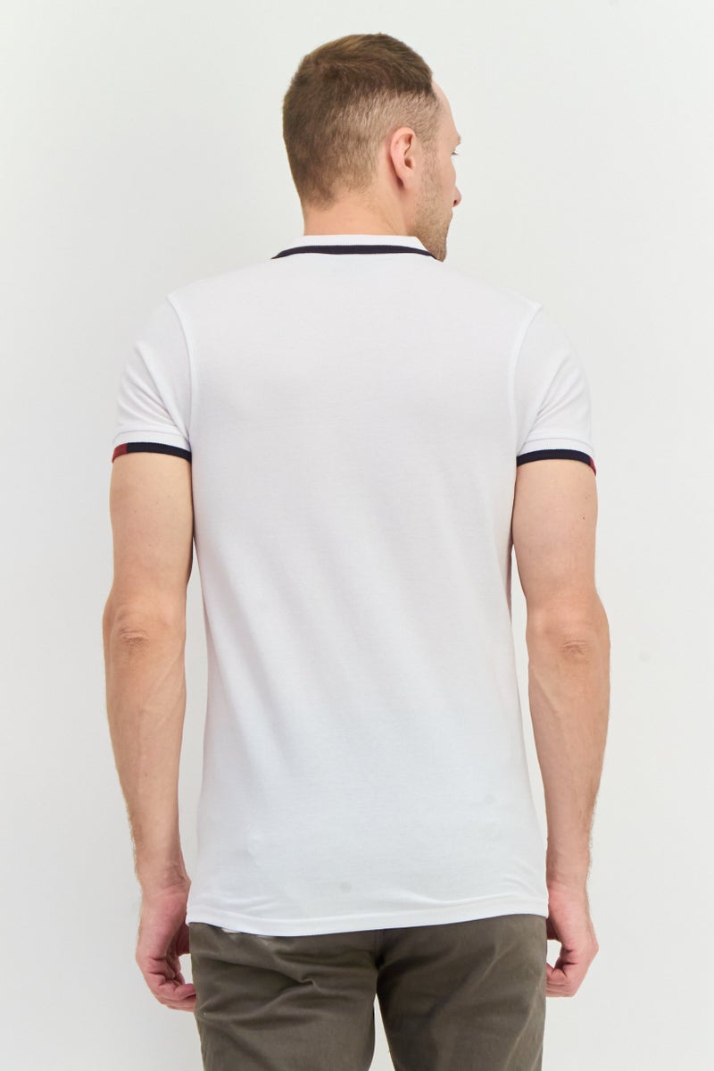 CROSSHATCH Men Regular Fit Brand Logo Short Sleeves Polo, White - Image 4