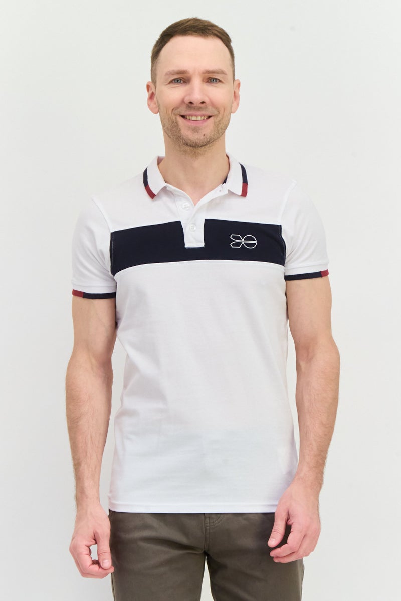 CROSSHATCH Men Regular Fit Brand Logo Short Sleeves Polo, White - Image 1