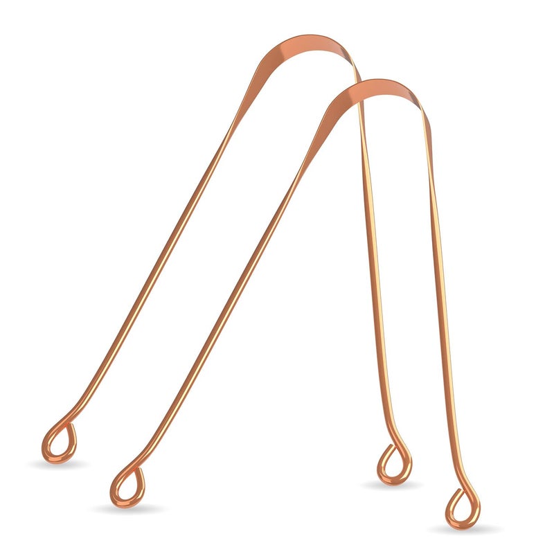 OREAYU™ 2 Pcs Copper Tongue Cleaner For Kids & Adults | Ayurvedic Tongue Scraper For Bad Breath & Oral Care (2) - Image 1