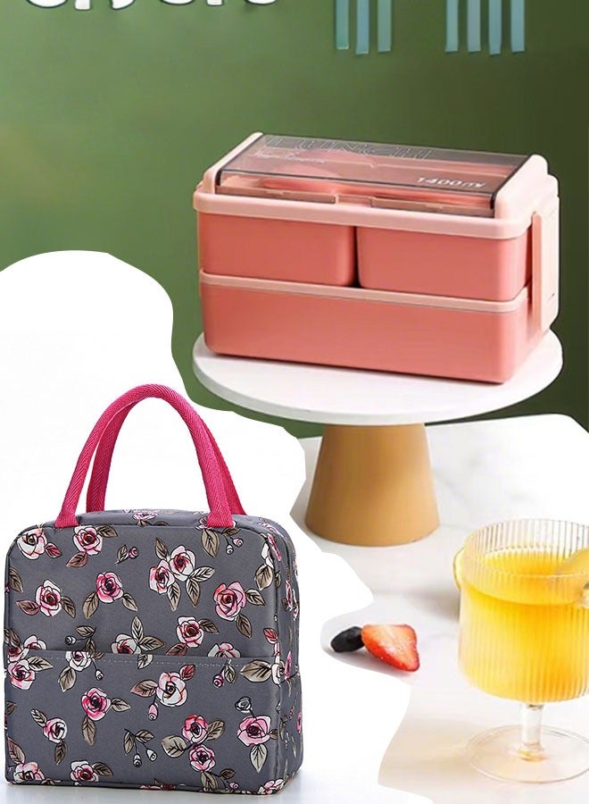 Bento Box Leakproof Lunch Box with 3 Compartments and Cutlery Set-Food Picks for Lunch Containers for Adults Children Microwave Food Safe Meal Boxes 1400ml  - Image 1