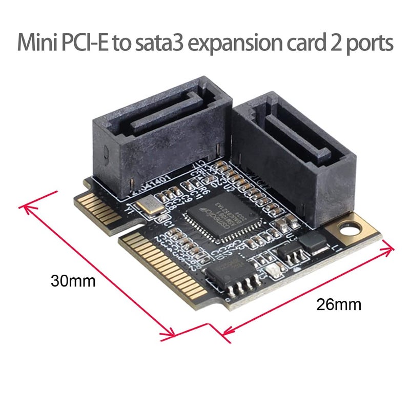 Chenyang Mini PCIE to 2 SATA 3.0 Extension Card Adapter for Motherboard SATA Hard Drive Port Extension - Image 3