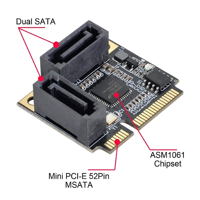Chenyang Mini PCIE to 2 SATA 3.0 Extension Card Adapter for Motherboard SATA Hard Drive Port Extension - Image 2