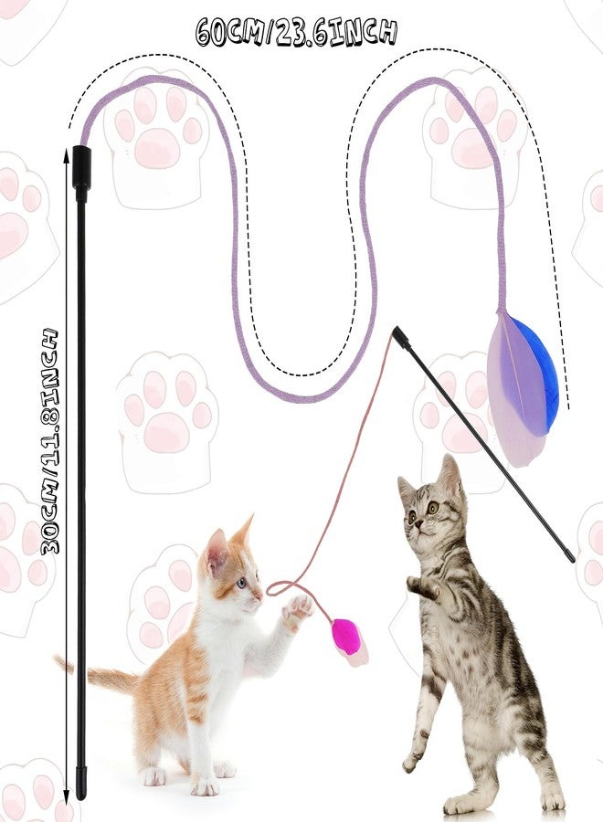 simarro 3 Pcs Cat Feather Wand Toys, Interactive Cat Teaser Wand Toy for Indoor Cats Adult, Colorful Feather Kitten Cat Stick Toys for Indoor Cats Play Chase Exercise - Image 3