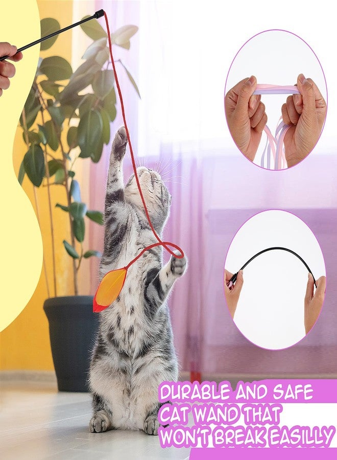 simarro 3 Pcs Cat Feather Wand Toys, Interactive Cat Teaser Wand Toy for Indoor Cats Adult, Colorful Feather Kitten Cat Stick Toys for Indoor Cats Play Chase Exercise - Image 4