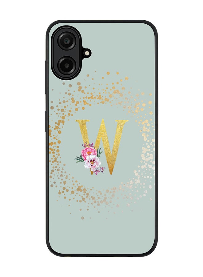 Stylizedd For Samsung Galaxy A07 4G Case,Slim fit Camera Protection, Shockproof Thin Phone cover  - Custom Monogram Floral - W  (Light Grey )