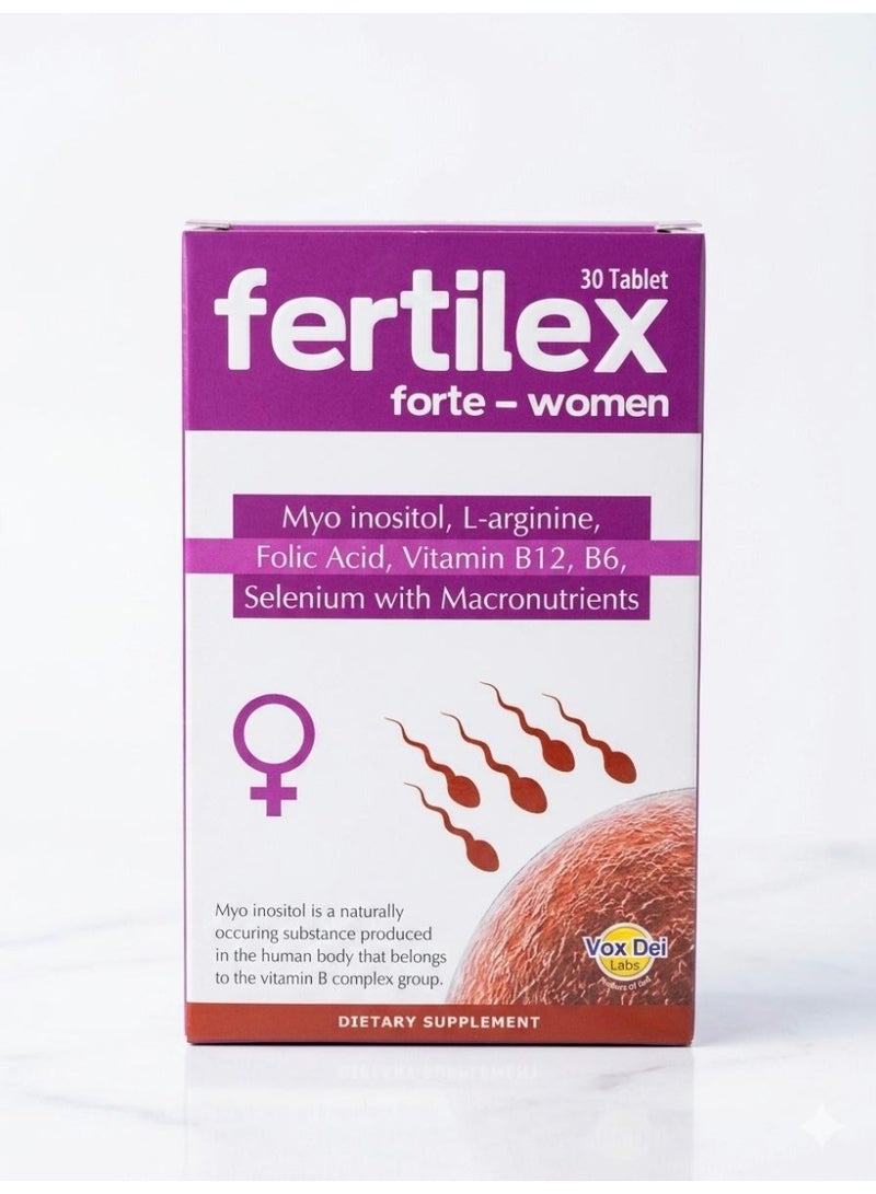 Fertilex forte women 30 tablet-myo inositol,l arginine, folic acid, vitamin b12,b6,selenium with macronutrients