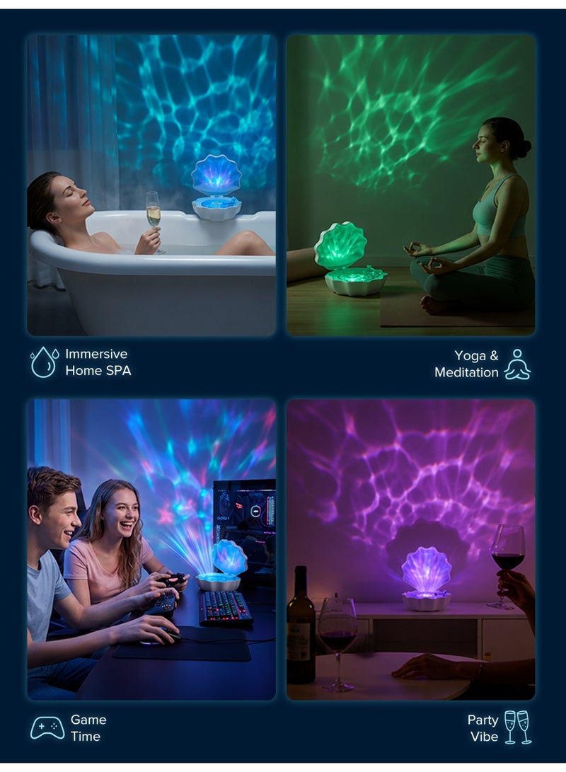 Ocean Wave Projector Light, Shell Night Light Built‑in Bluetooth Speaker, Remote Control, White Noises for Home Decor/Relaxation/Party/Music/Gift - Image 2