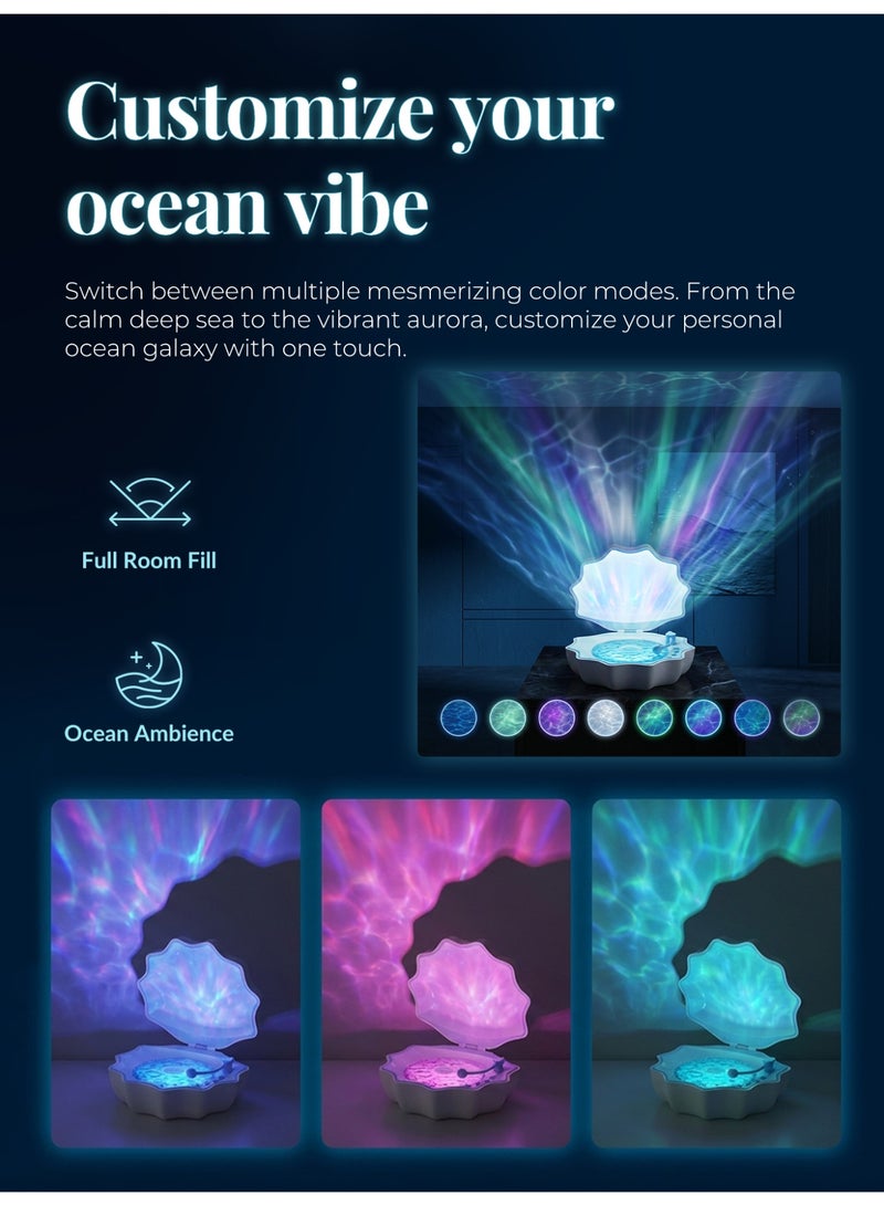 Ocean Wave Projector Light, Shell Night Light Built‑in Bluetooth Speaker, Remote Control, White Noises for Home Decor/Relaxation/Party/Music/Gift - Image 3