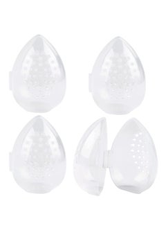 Framendino Framendino, 4 Pack Breathable Makeup Sponge Case Protective Plastic Beauty Container Blender Holder Cosmetic Egg Storage Cases for Women Girls Travel Clear Teardrop-Shaped 