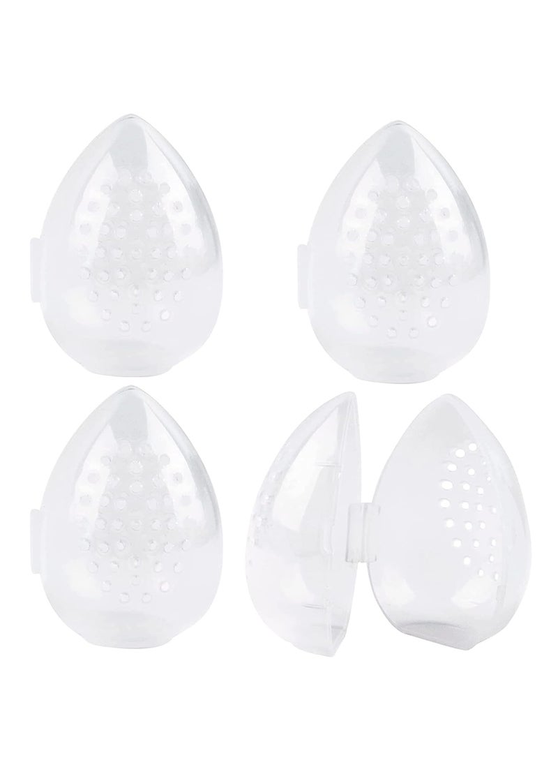 Framendino Framendino, 4 Pack Breathable Makeup Sponge Case Protective Plastic Beauty Container Blender Holder Cosmetic Egg Storage Cases for Women Girls Travel Clear Teardrop-Shaped 