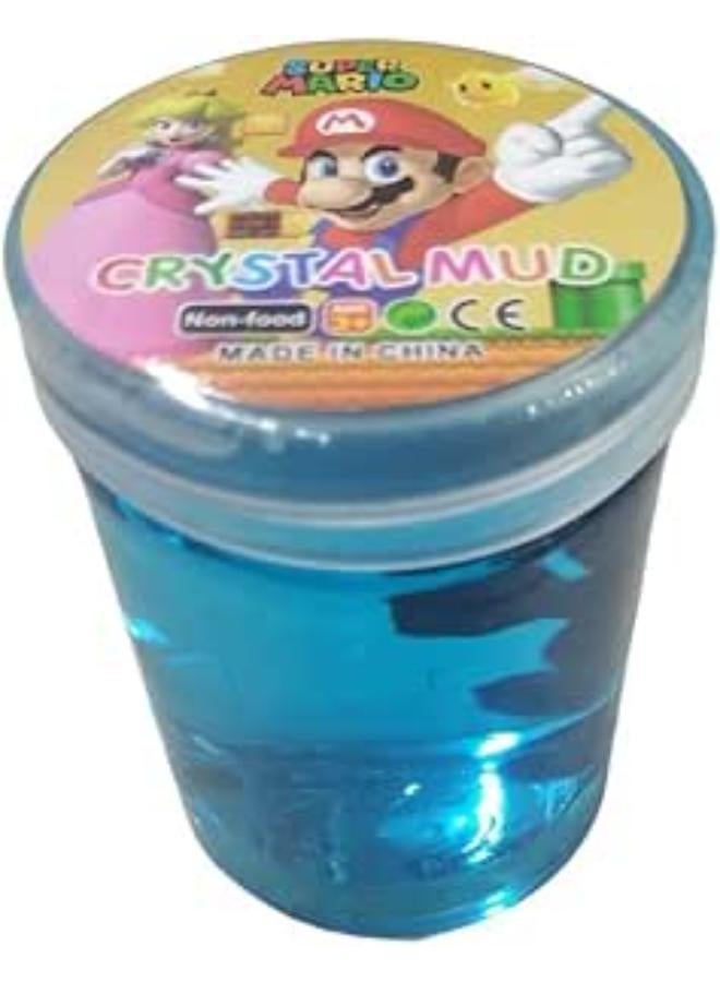 Slime Crystal Mud with squishy Character in a Plastic Jar Super Marrio Style (Blue)
