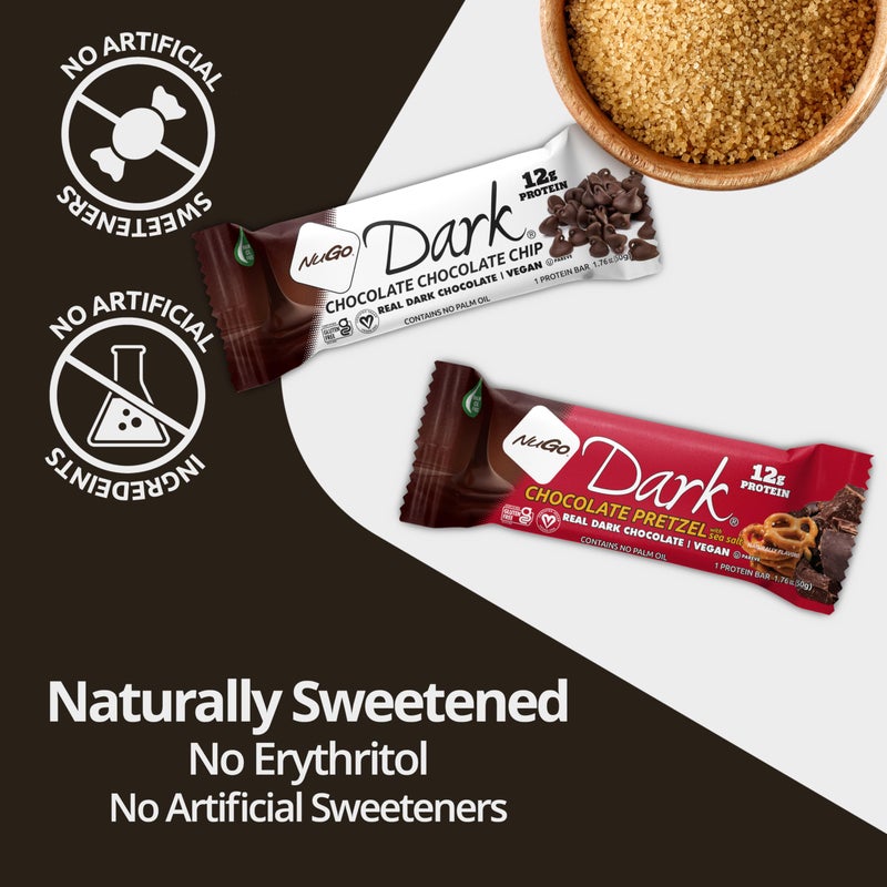 NuGo Dark Variety - Pretzel with Sea Salt 12 Bars & Dark Coconut 12 Bars, Vegan, 200 Calorie, Gluten Free, 24 Count - Image 5