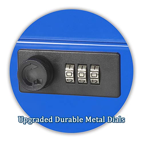 Jssmst Large Locking Cash Box with Money Tray, Metal Money Box with Combination Lock, Code Lock Box Blue Money Safe, SM-CB02305XL - Image 4