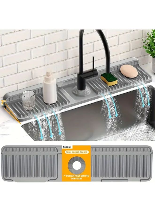 Black Kitchen Sink Splash Guard 7 Degree Slope Quick Drain Mat Snap On Fixing - Image 5