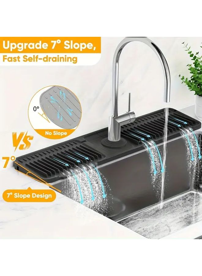 Black Kitchen Sink Splash Guard 7 Degree Slope Quick Drain Mat Snap On Fixing - Image 4
