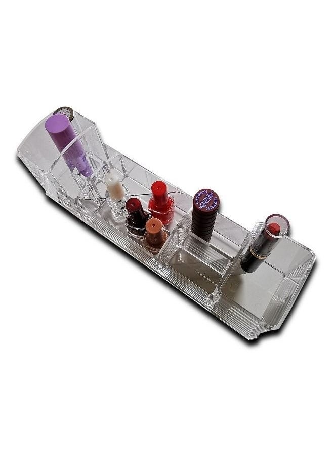 asmat Premium Clear Acrylic Lipstick Cosmetic Makeup Organizer Display Stand – Multi-Tier Transparent Storage Holder Rack for Lipsticks, Lip Gloss, Makeup Brushes, and Beauty Essentials – Ideal for Vanity, Bathroom, or Professional Use  - Image 2
