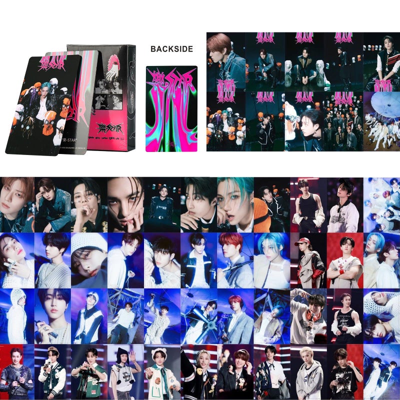 Japior Stray Kids Gifts Set, Including 110 Photocards, 180 Stickers, 1 Drawstring Bag Backpack, 24 Lomo Cards, 3 Design Bracelet, 2 Adhesive Posters, 2 Lanyards, 2 Pins and Keychain SKZ's Fans Merchandise - Image 3