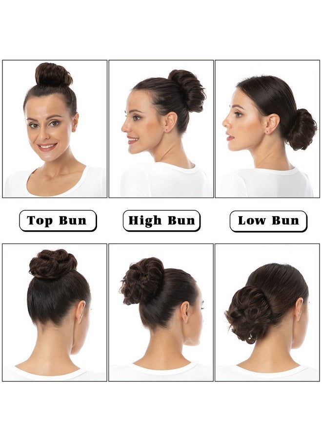 Bella Hair - Messy Bun Hair Piece Real Human Hair Scrunchies For Women Instant Curly Updo Hair Extension (2 Dark Brown) - Image 1