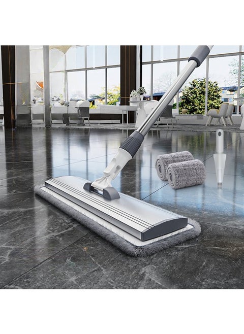 Large Aluminum Alloy Flat Mop 60 cm with 2 Clothes and 1 Brush