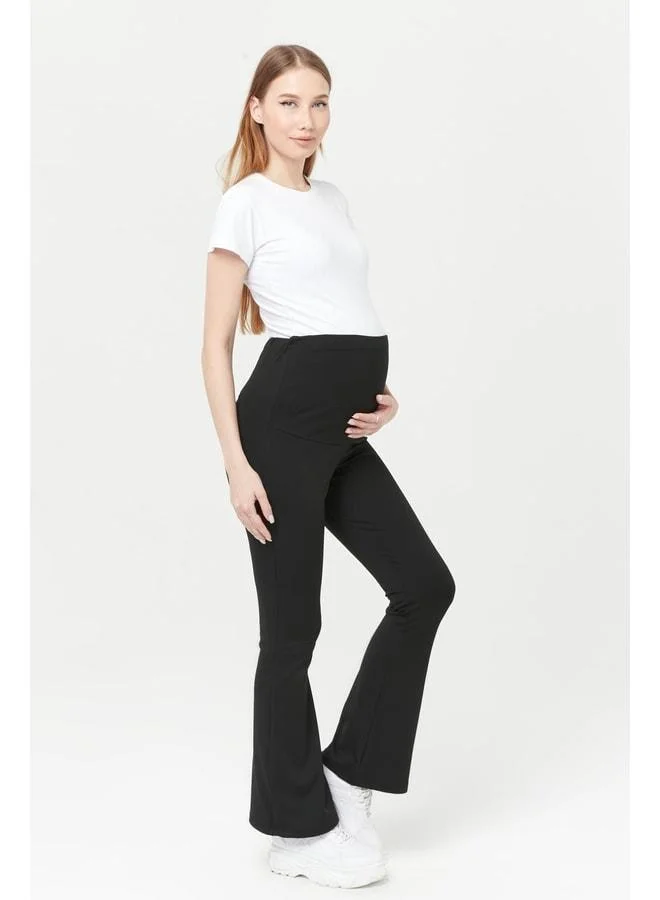LuvmaBelly Myra8065 Thermal Lined Warm Waist Adjustable Spanish Leg Maternity Leggings.