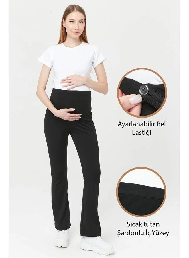 LuvmaBelly Myra8065 Thermal Lined Warm Waist Adjustable Spanish Leg Maternity Leggings.