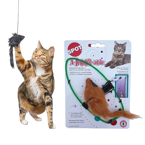 SPOT A-Door-Able Bouncing Mouse Cat Toy - Hanging Rattle & Catnip Interactive Toy, Entertain Cats for Hours, Indulge Natural Hunting Instincts, Provide Mental Stimulation, Suspend From Any Door Frame - Image 1