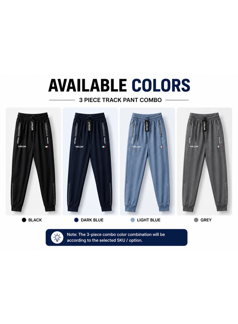 Volcan Fitness Men’s Track Pants 3 Piece Combo, Training & Running Joggers, Stretch Sports Trousers with Elastic Waist, Regular Fit Athletic Track Pants for Gym, Workout & Outdoor Sports - Image 5