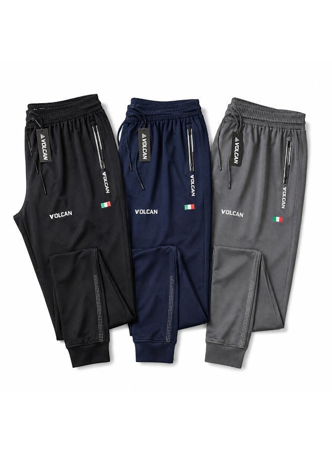 Volcan Fitness Men’s Track Pants 3 Piece Combo, Training & Running Joggers, Stretch Sports Trousers with Elastic Waist, Regular Fit Athletic Track Pants for Gym, Workout & Outdoor Sports - Image 1