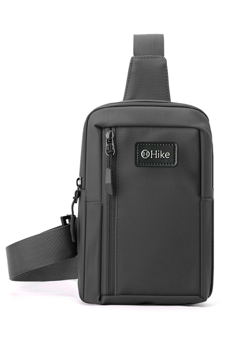 Hike Unisex Cross Body Chest Bag Synthetic Water-Resistant Scratch Resistant Small Shoulder Sling Bag for Business Travel Outdoor Shopping, HK9004- GREY - Image 1