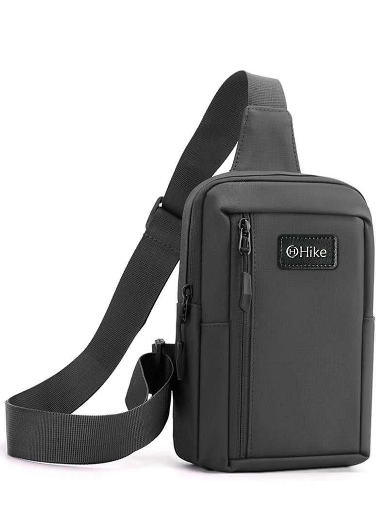 Hike Unisex Cross Body Chest Bag Synthetic Water-Resistant Scratch Resistant Small Shoulder Sling Bag for Business Travel Outdoor Shopping, HK9004- GREY - Image 2