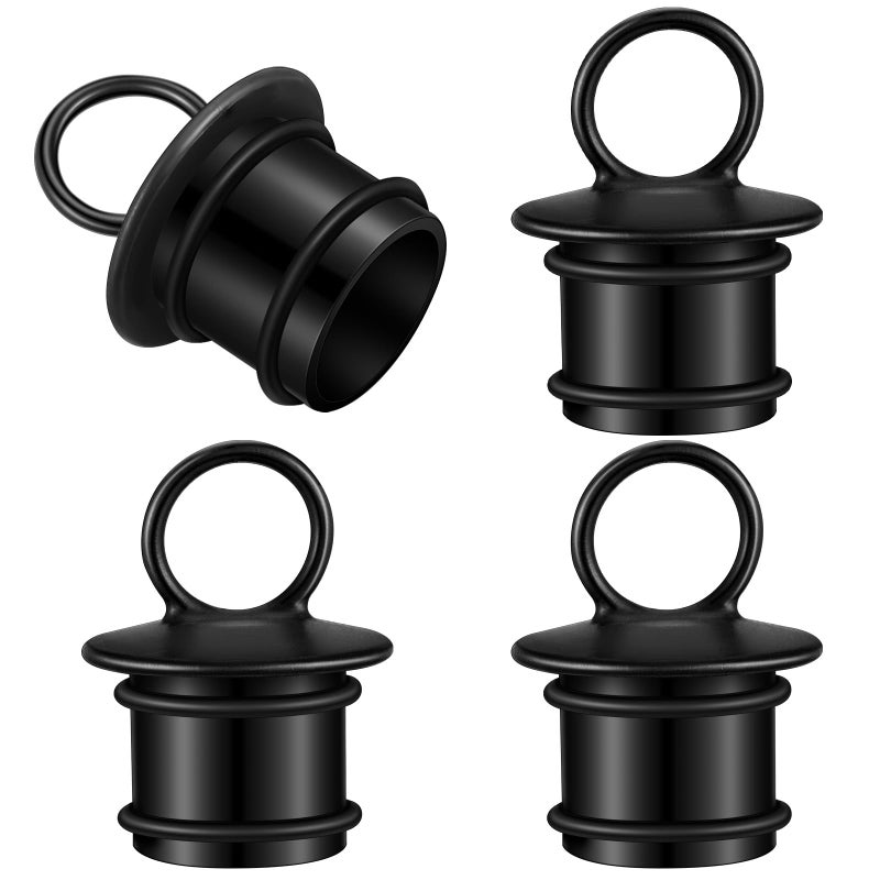 Wenqik 4 Pcs PVC Boat Drain Plug for 1-1/2" 1/8" Livewell Drain Plugs Thru Hull, Push in Boats Scuppers for Prevent Water Overflow(Black,1-1/2") - Image 1