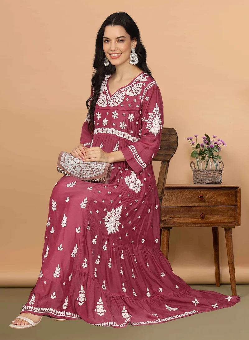 Alaya Women Chikankari Hand Embroidered Muslin Jalabiya-AL4044