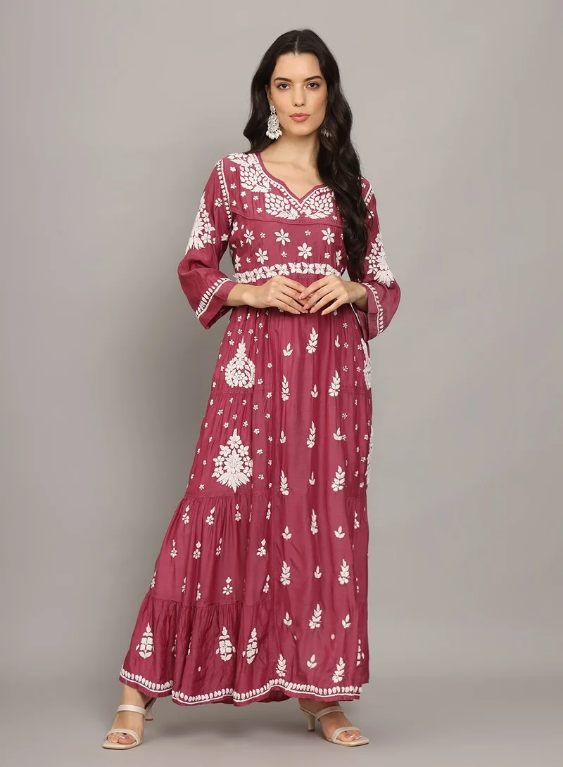 Alaya Women Chikankari Hand Embroidered Muslin Jalabiya-AL4044