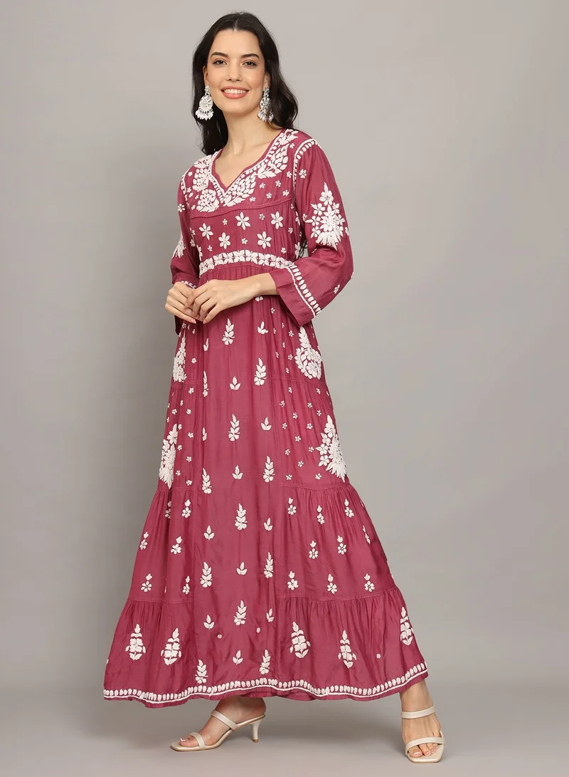 Alaya Women Chikankari Hand Embroidered Muslin Jalabiya-AL4044