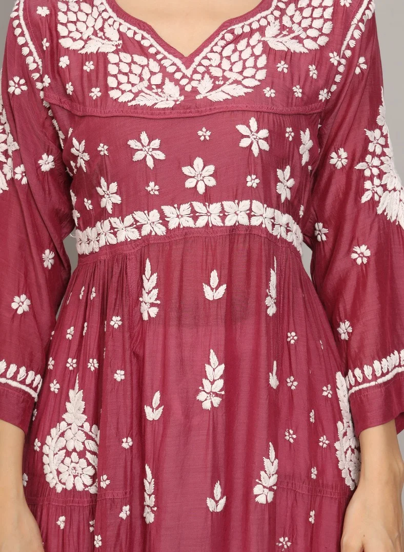 Alaya Women Chikankari Hand Embroidered Muslin Jalabiya-AL4044