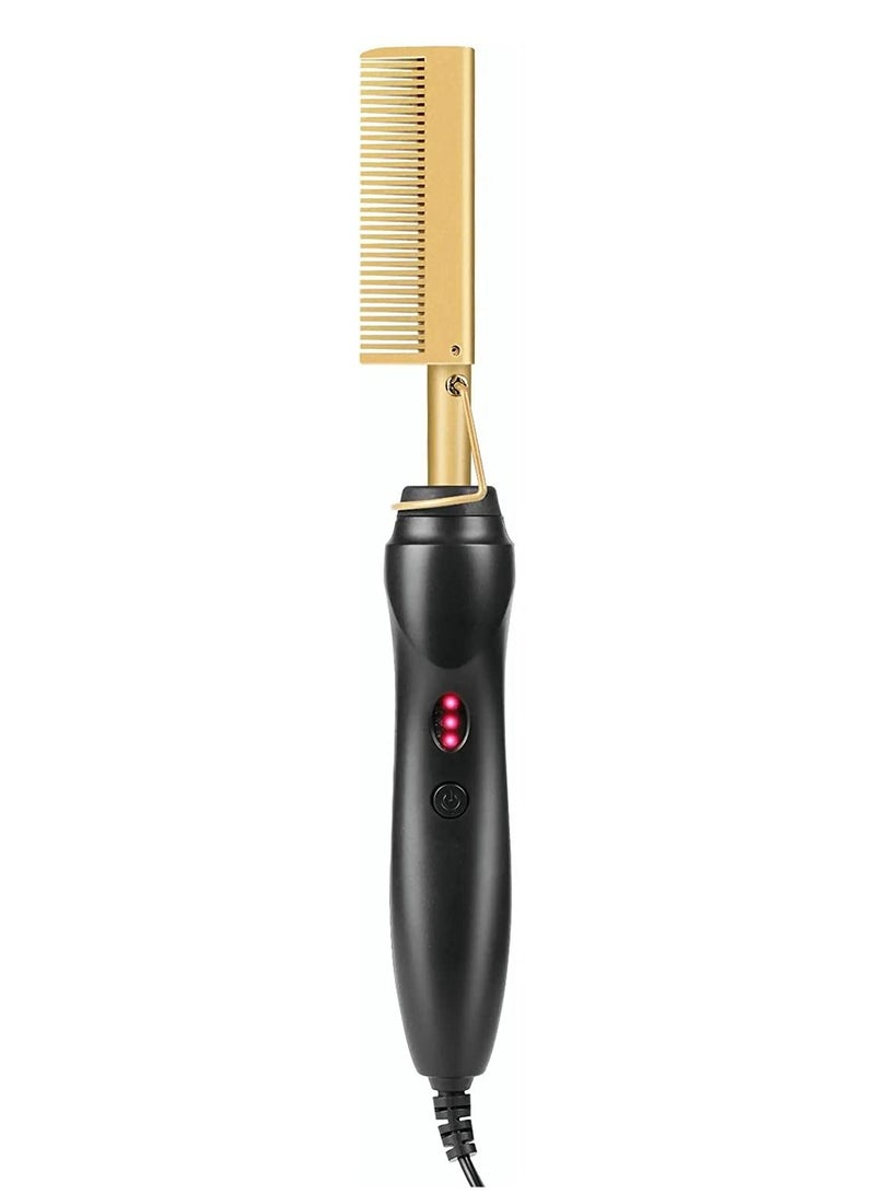 Hot Comb Hair Straightener, Electric Heating Comb, Portable Travel Anti-Scald Beard Straightener Press Comb, Ceramic Comb Security Portable Curling Iron Heated Brush - Image 1