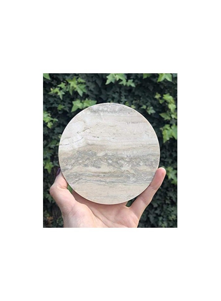 Mini Round Genuine Italian Travertine  - Image 1
