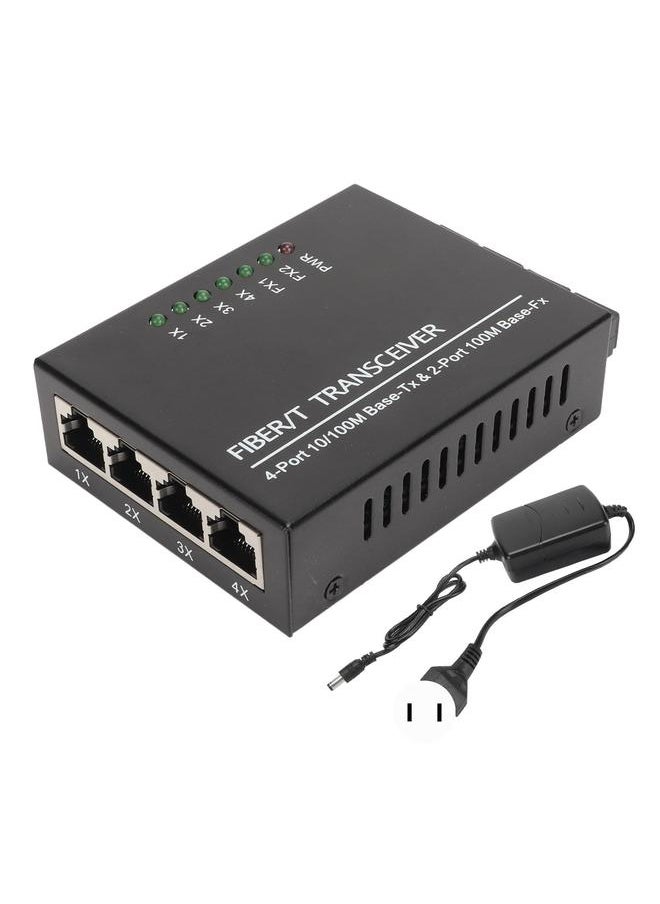 Thoraya TLG-F124SA-25 Photoelectric Converter 10/100M/2 Optical Ports 4 Electrical Ports/Dual Fiber/Single Mode/25KM/External Power/SC/DC5V1A/Mini Fiber Transceiver US Reg  - Image 1