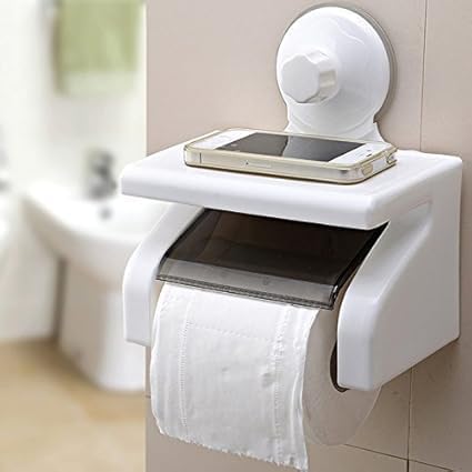 CHALISA ABS and Plastic Magic Self Adhesive 2 Way Kitchen/Bathroom Toilet Paper Holder Dispenser (Standard, White-1) - Image 1