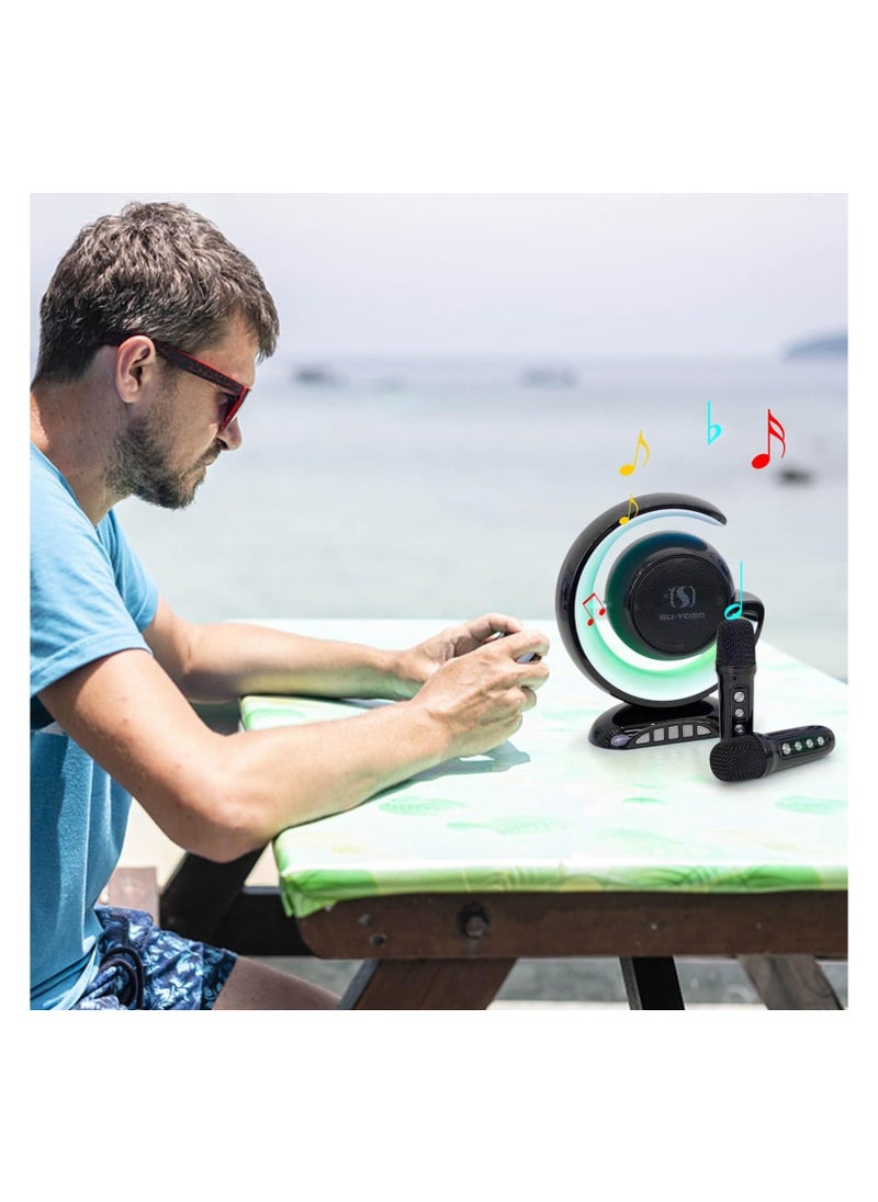 YS - YS-110 Karaoke Machine with Two Wireless Microphones Portable Bluetooth Speaker For Home Karaoke Birthday Party With Microphone Mic And Colorful LED - Image 1