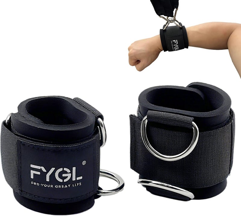 FYGL Market popular practical build Adjustable Wrist Cuffs for Cable Machines - 7mm Neoprene Padded Straps with D Rings, Heavy Duty Gym Cuffs for Strength Training (Men/Women) Leakproof sealed - Image 1