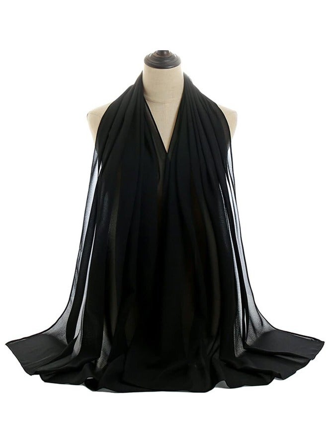 Solid Color Bubble Chiffon Scarf for Women Fashion Soft Hijab Long Scarfs Wrap Scarves  - Image 2