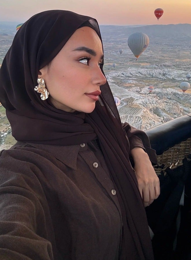Solid Color Bubble Chiffon Scarf for Women Fashion Soft Hijab Long Scarfs Wrap Scarves  - Image 1