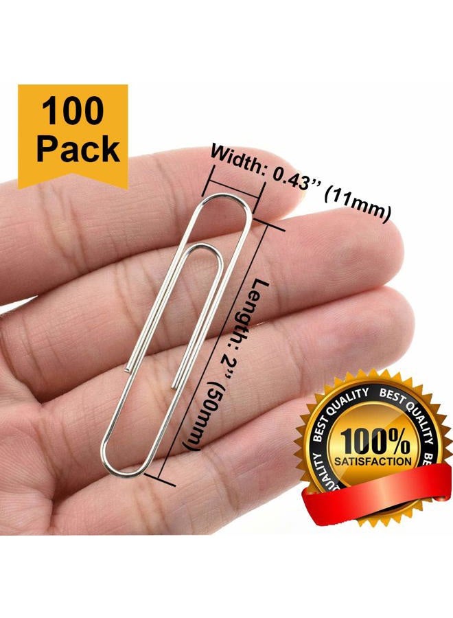 Vinaco Paper Clips Smooth Silver, 100 Pack Paper Clips Large 2Inch (50mm), Durable & Rust Resistant Coating. for Office, School Document Organizing - Image 4